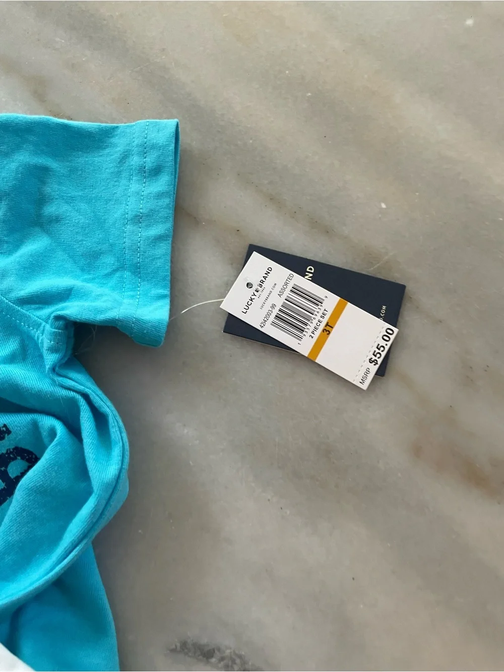 Lucky Brand Turquoise Tee and White Shorts Kids Set